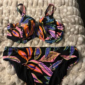 Freya Desert Disco Underwire Bikini Set top size 36H US bottoms XL